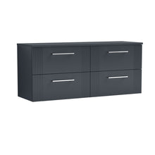 Nui Deco 1200mm Wall Hung 4 Drawer Vanity & Worktop Contemporary Soft Black MFC Painted Gloss 518x1205x390mm - JJ Building Materials