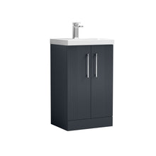 Nui Deco 500mm Floor Standing 2 Door Vanity & Basin 1 Contemporary Soft Black MFC Painted Gloss 850x510x390mm - JJ Building Materials