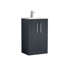 Nui Deco 500mm Floor Standing 2 Door Vanity & Basin 2 Contemporary Soft Black MFC Painted Gloss 828x505x395mm - JJ Building Materials