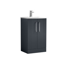 Nui Deco 500mm Floor Standing 2 Door Vanity & Basin 4 Contemporary Soft Black MFC Painted Gloss 840x510x440mm - JJ Building Materials
