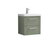 Nui Deco 500mm Wall Hung 2 Drawer Vanity & Basin 1 Contemporary Satin Green MFC Painted Gloss 540x510x390mm - JJ Building Materials