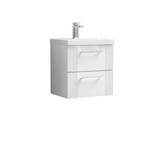 Nui Deco 500mm Wall Hung 2 Drawer Vanity & Basin 1 Contemporary Satin White MFC Painted Gloss 540x510x390mm - JJ Building Materials