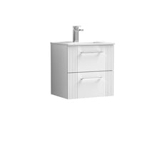 Nui Deco 500mm Wall Hung 2 Drawer Vanity & Basin 2 Contemporary Satin White MFC Painted Gloss 518x505x395mm - JJ Building Materials