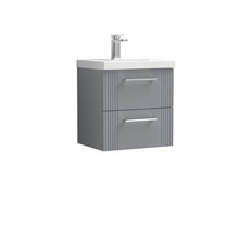 Nui Deco 500mm Wall Hung 2 Drawer Vanity & Basin 3 Contemporary Satin Grey MFC Painted Gloss 550x510x395mm - JJ Building Materials