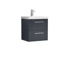 Nui Deco 500mm Wall Hung 2 Drawer Vanity & Basin 3 Contemporary Soft Black MFC Painted Gloss 550x510x395mm - JJ Building Materials