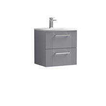 Nui Deco 500mm Wall Hung 2 Drawer Vanity & Basin 4 Contemporary Satin Grey MFC Painted Gloss 530x510x440mm - JJ Building Materials