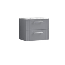 Nui Deco 600 Wall Hung 2 - drawer Vanity & Laminate Worktop Contemporary Satin Grey MFC Painted Gloss 522x605x390mm - JJ Building Materials