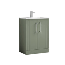 Nui Deco 600mm Floor Standing 2 Door Vanity & Basin 2 Contemporary Satin Green MFC Painted Gloss 828x605x395mm - JJ Building Materials