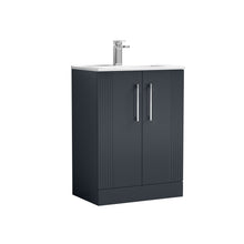 Nui Deco 600mm Floor Standing 2 Door Vanity & Basin 2 Contemporary Soft Black MFC Painted Gloss 828x605x395mm - JJ Building Materials