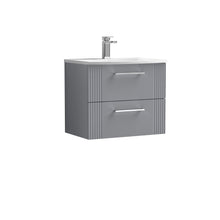 Nui Deco 600mm Wall Hung 2 Drawer Vanity & Basin 4 Contemporary Satin Grey MFC Painted Gloss 530x610x440mm - JJ Building Materials
