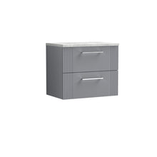 Nui Deco 600mm Wall Hung 2 Drawer Vanity & Laminate Top Contemporary Satin Grey MFC Painted Gloss 522x605x390mm - DPF293LBG - JJ Building Materials