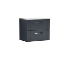 Nui Deco 600mm Wall Hung 2 Drawer Vanity & Laminate Top Contemporary Soft Black MFC Painted Gloss 522x605x390mm - DPF1493LBG - JJ Building Materials