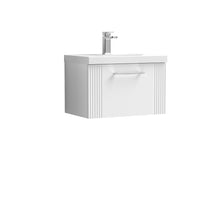 Nui Deco 600mm Wall Hung Single Drawer Vanity & Basin 1 Contemporary Satin White MFC Painted Gloss 399x610x390mm - JJ Building Materials