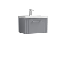 Nui Deco 600mm Wall Hung Single Drawer Vanity & Basin 3 Contemporary Satin Grey MFC Painted Gloss 409x610x395mm - JJ Building Materials