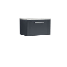 Nui Deco 600mm Wall Hung Single Drawer Vanity & Laminate Top Contemporary Soft Black MFC Painted Gloss 381x605x390mm - DPF1494LBG - JJ Building Materials