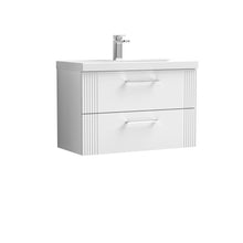 Nui Deco 800mm Wall Hung 2 Drawer Vanity & Basin 3 Contemporary Satin White MFC Painted Gloss 550x810x395mm - JJ Building Materials