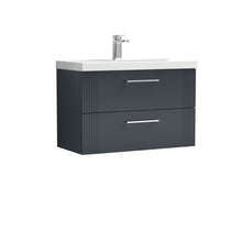 Nui Deco 800mm Wall Hung 2 Drawer Vanity & Basin 3 Contemporary Soft Black MFC Painted Gloss 550x810x395mm - JJ Building Materials