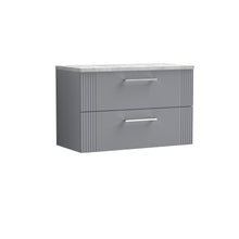Nui Deco 800mm Wall Hung 2 Drawer Vanity & Laminate Top Contemporary Satin Grey MFC Painted Gloss 522x805x390mm - DPF295LBG - JJ Building Materials