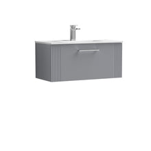 Nui Deco 800mm Wall Hung Single Drawer Vanity & Basin 2 Contemporary Satin Grey MFC Painted Gloss 377x805x395mm - JJ Building Materials