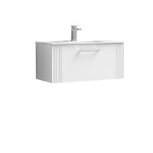 Nui Deco 800mm Wall Hung Single Drawer Vanity & Basin 2 Contemporary Satin White MFC Painted Gloss 377x805x395mm - JJ Building Materials