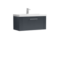 Nui Deco 800mm Wall Hung Single Drawer Vanity & Basin 3 Contemporary Soft Black MFC Painted Gloss 409x810x395mm - JJ Building Materials
