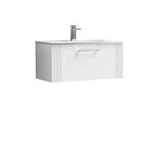 Nui Deco 800mm Wall Hung Single Drawer Vanity & Basin 4 Contemporary Satin White MFC Painted Gloss 389x810x440mm - JJ Building Materials