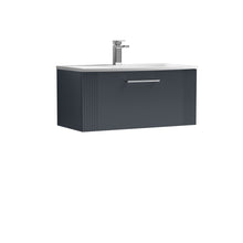 Nui Deco 800mm Wall Hung Single Drawer Vanity & Basin 4 Contemporary Soft Black MFC Painted Gloss 389x810x440mm - JJ Building Materials