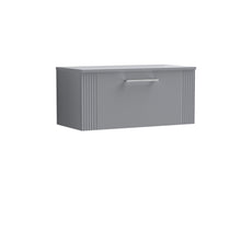 Nui Deco 800mm Wall Hung Single Drawer Vanity & Worktop Contemporary Satin Grey MFC Painted Gloss 377x810x390mm - JJ Building Materials