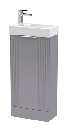 Nui Deco Compact 400mm Floor Standing Cabinet & Basin Contemporary Satin Grey MFC Painted Matt 781x400x222mm - JJ Building Materials