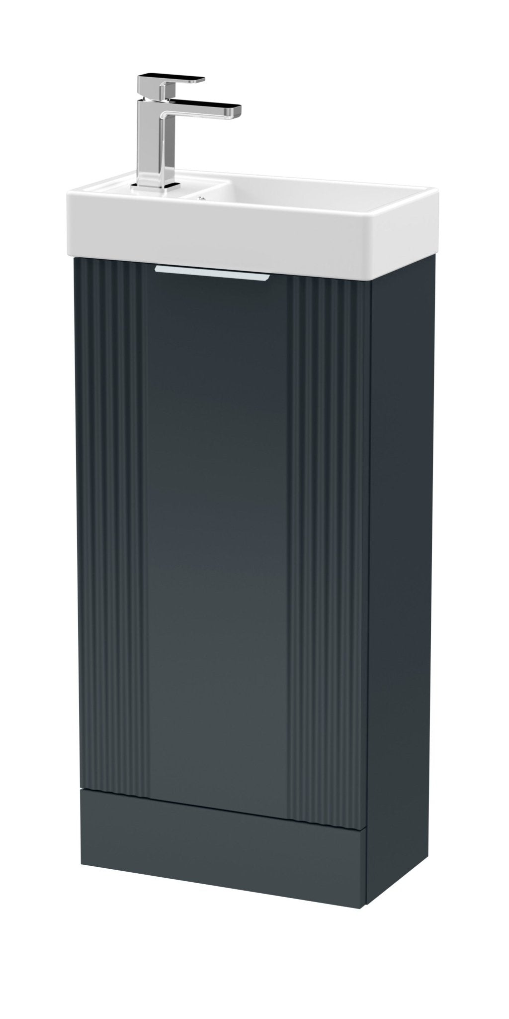 Nui Deco Compact 400mm Floor Standing Cabinet & Basin Contemporary Soft Black MFC Painted Matt 781x400x222mm - JJ Building Materials