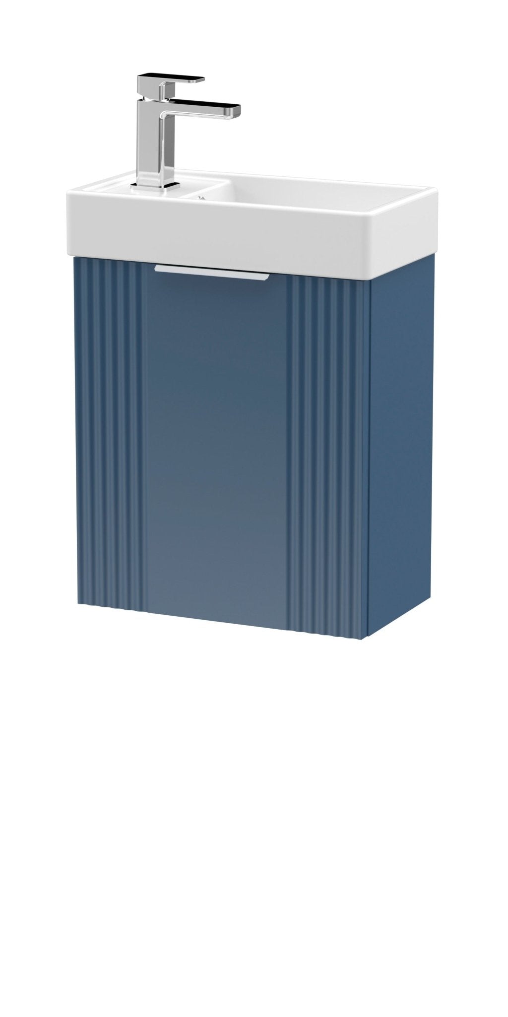 Nui Deco Compact 400mm Wall Hung Cabinet & Basin Contemporary Satin Blue MFC Painted Matt 438x400x222mm - JJ Building Materials