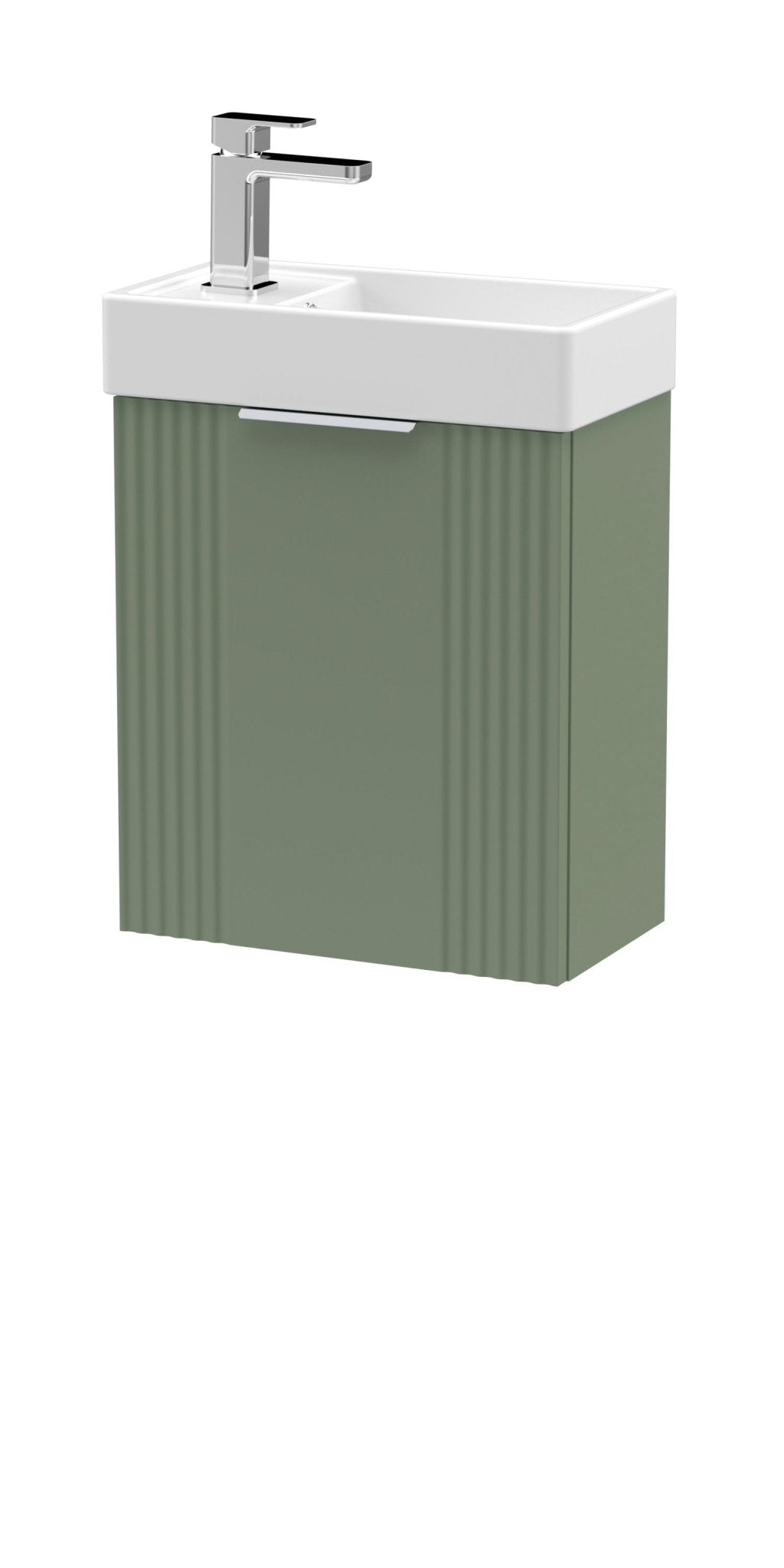 Nui Deco Compact 400mm Wall Hung Cabinet & Basin Contemporary Satin Green MFC Painted Matt 438x400x222mm - JJ Building Materials