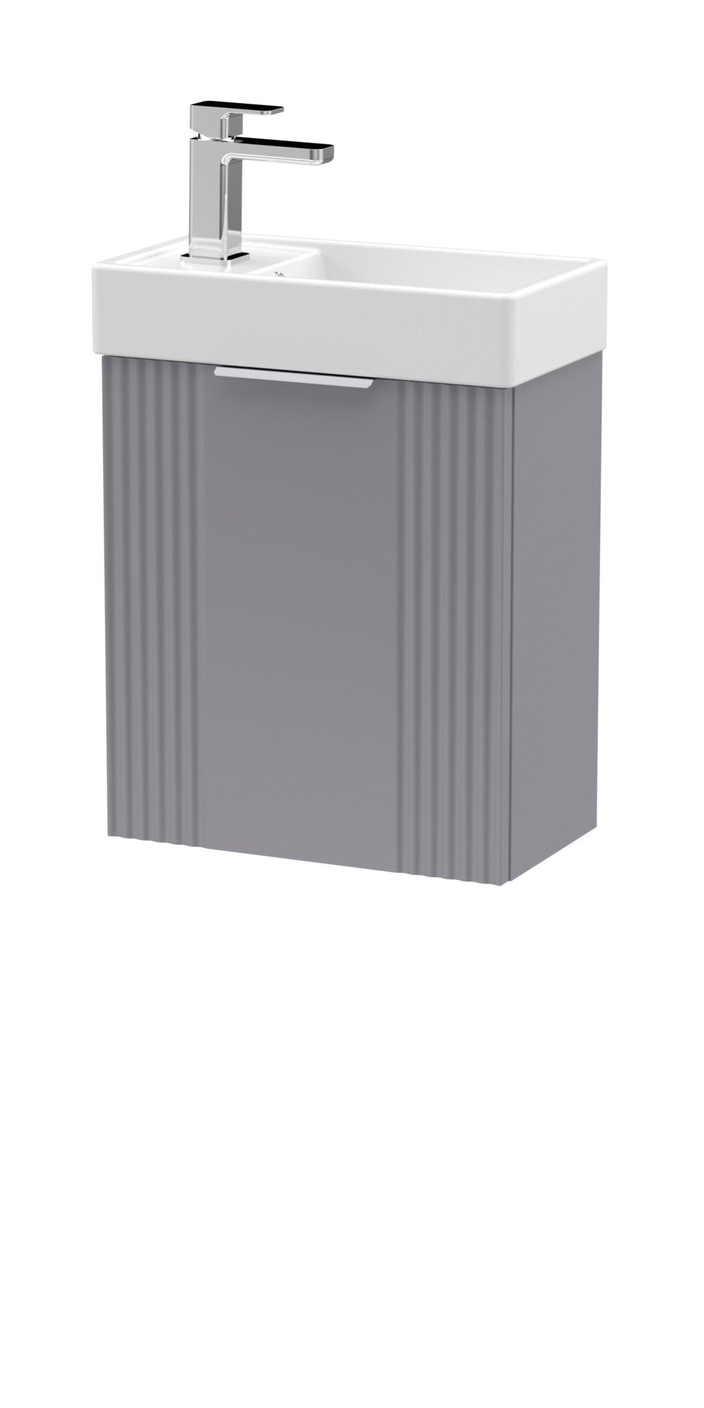 Nui Deco Compact 400mm Wall Hung Cabinet & Basin Contemporary Satin Grey MFC Painted Matt 438x400x222mm - JJ Building Materials