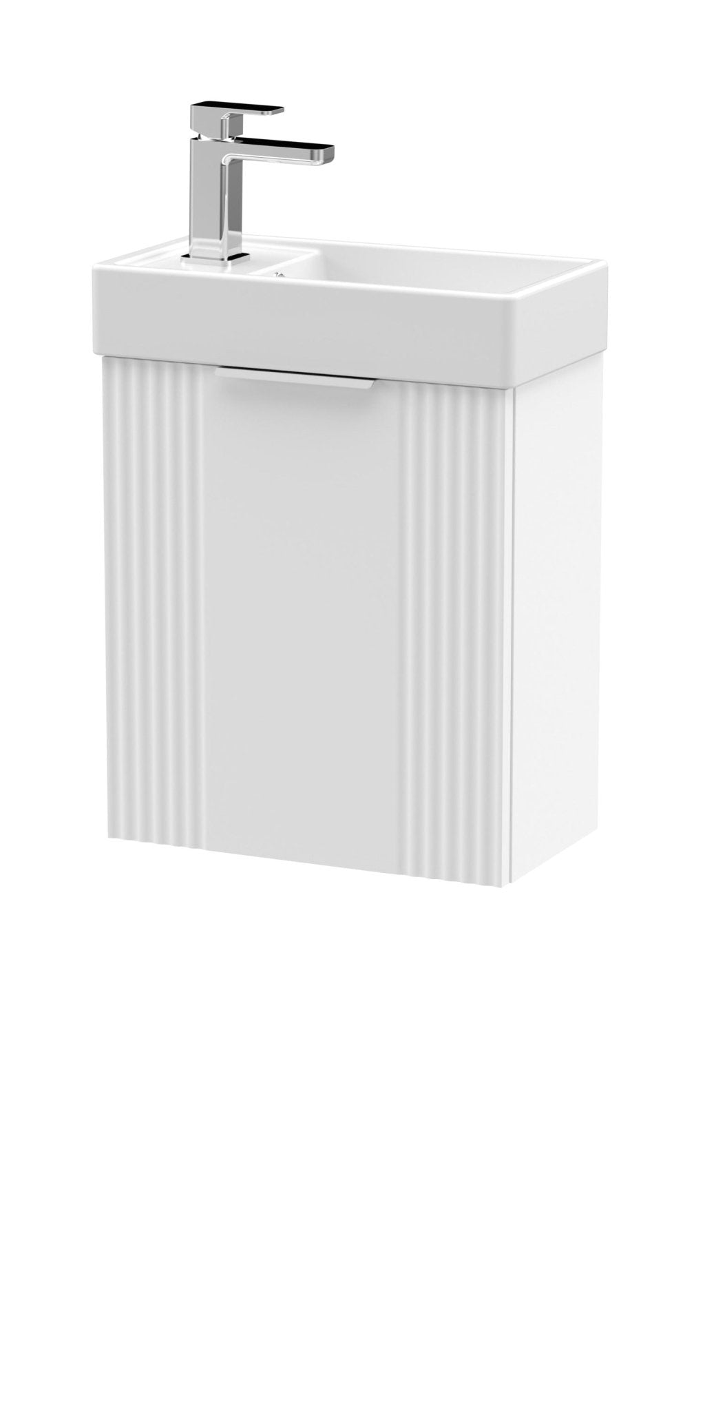 Nui Deco Compact 400mm Wall Hung Cabinet & Basin Contemporary Satin White MFC Painted Matt 438x400x222mm - JJ Building Materials