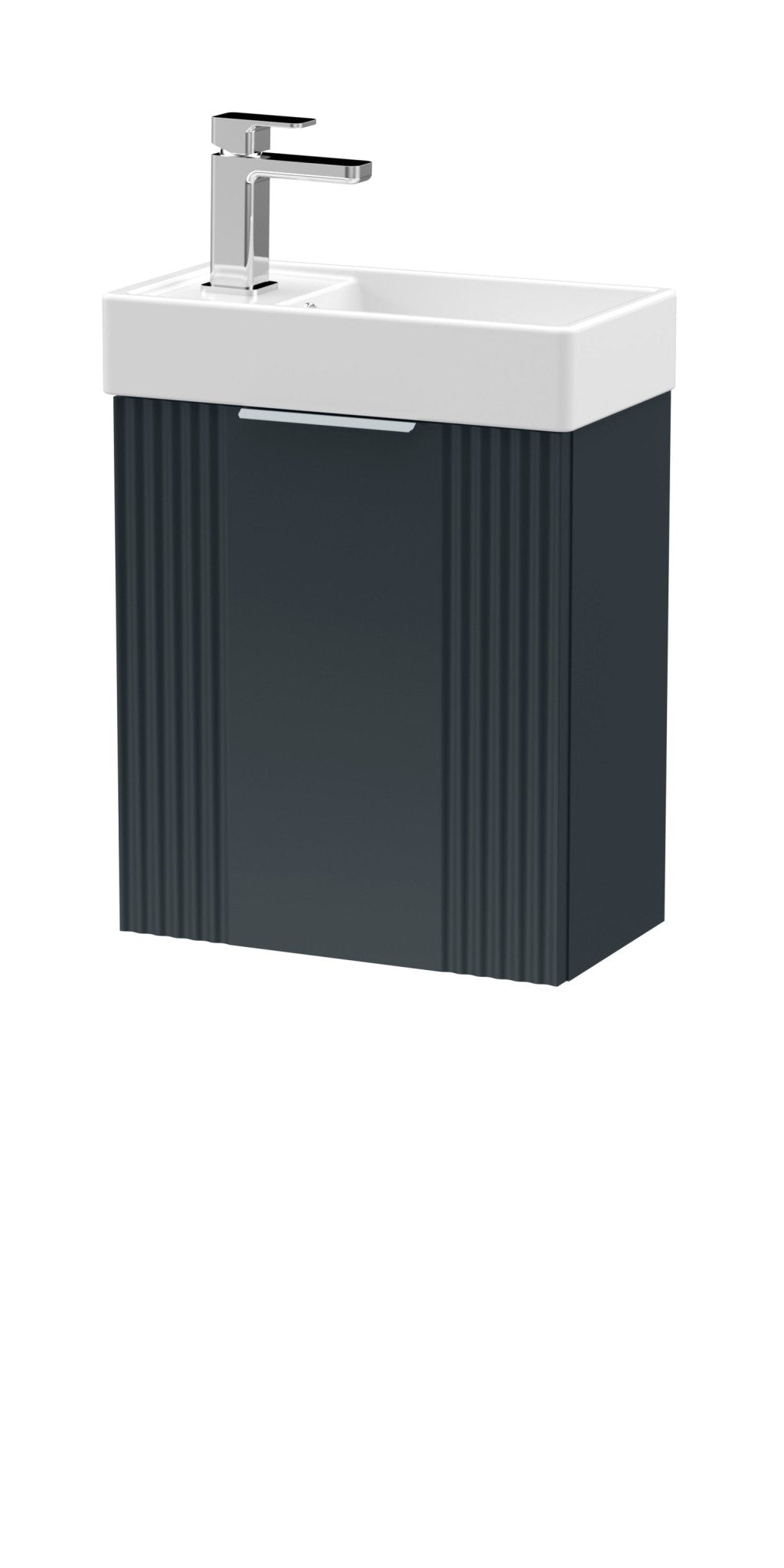 Nui Deco Compact 400mm Wall Hung Cabinet & Basin Contemporary Soft Black MFC Painted Matt 438x400x222mm - JJ Building Materials