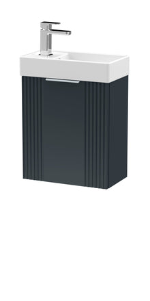 Nui Deco Compact 400mm Wall Hung Cabinet & Basin Contemporary Soft Black MFC Painted Matt 438x400x222mm - JJ Building Materials