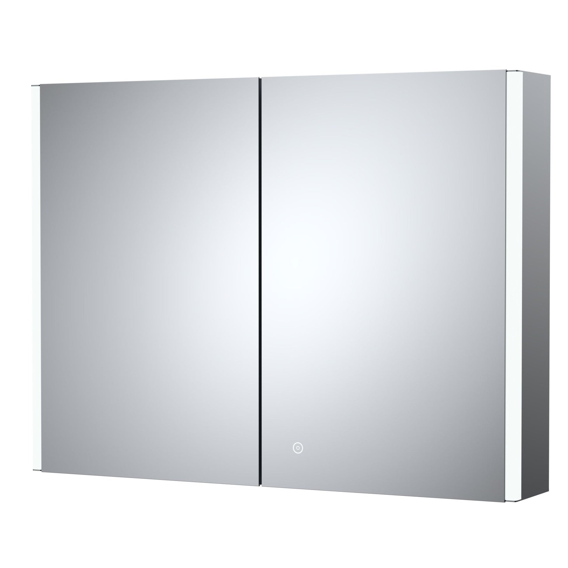 Nui Double Door Mirror Cabinets 800mm Mirror Cabinet Contemporary Silver Aluminium 600x800x140mm - JJ Building Materials