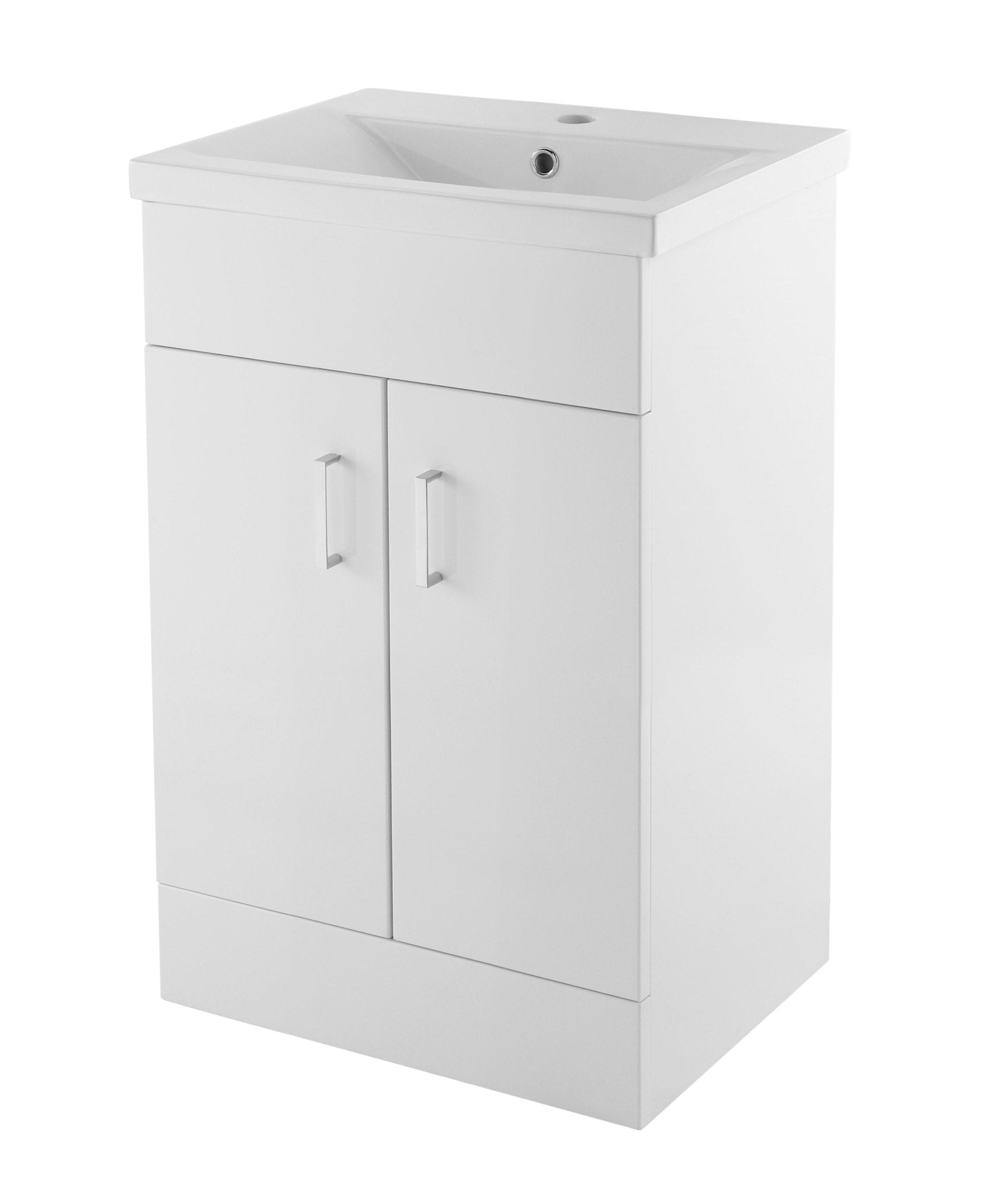 Nui Eden 500mm Floor Standing Cabinet & Mid - edge Basin Contemporary Gloss White MFC Painted Gloss 818x505x400mm - JJ Building Materials