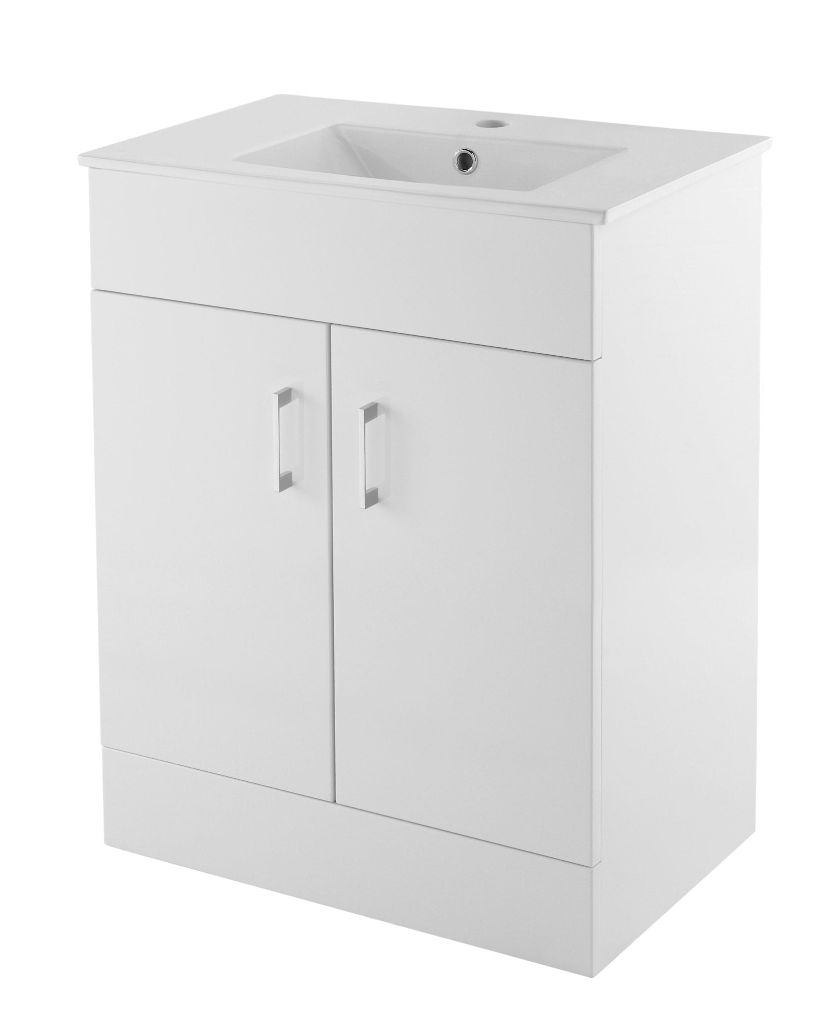 Nui Eden 600mm Floor Standing Cabinet & Minimalist Basin Contemporary Gloss White MFC Painted Gloss 840x610x390mm - JJ Building Materials
