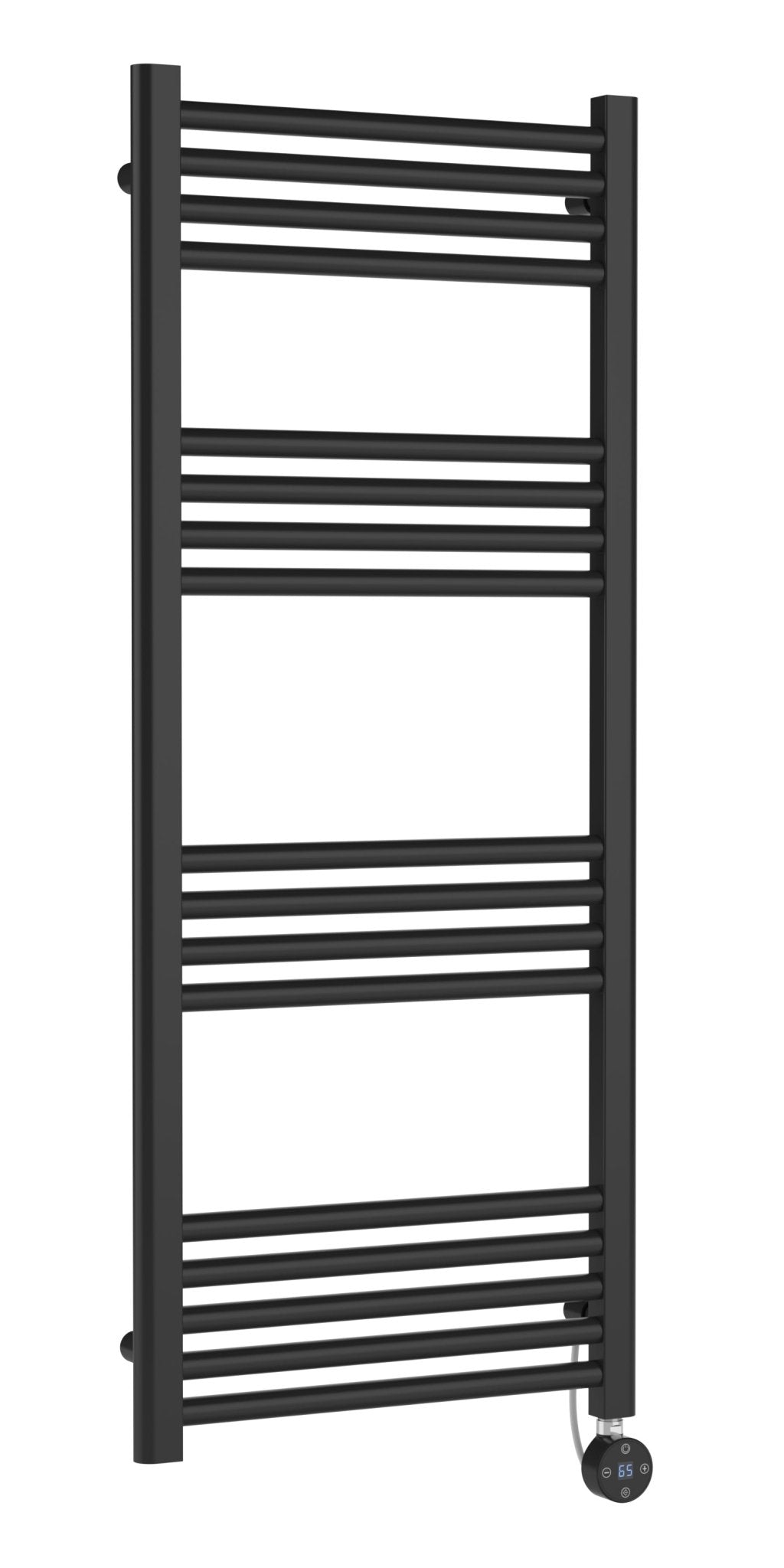 Nui Electric Bar Towel Rails Round Straight Towel Radiator 1200x500 Contemporary Anthracite Steel 1200x500x30mm - JJ Building Materials