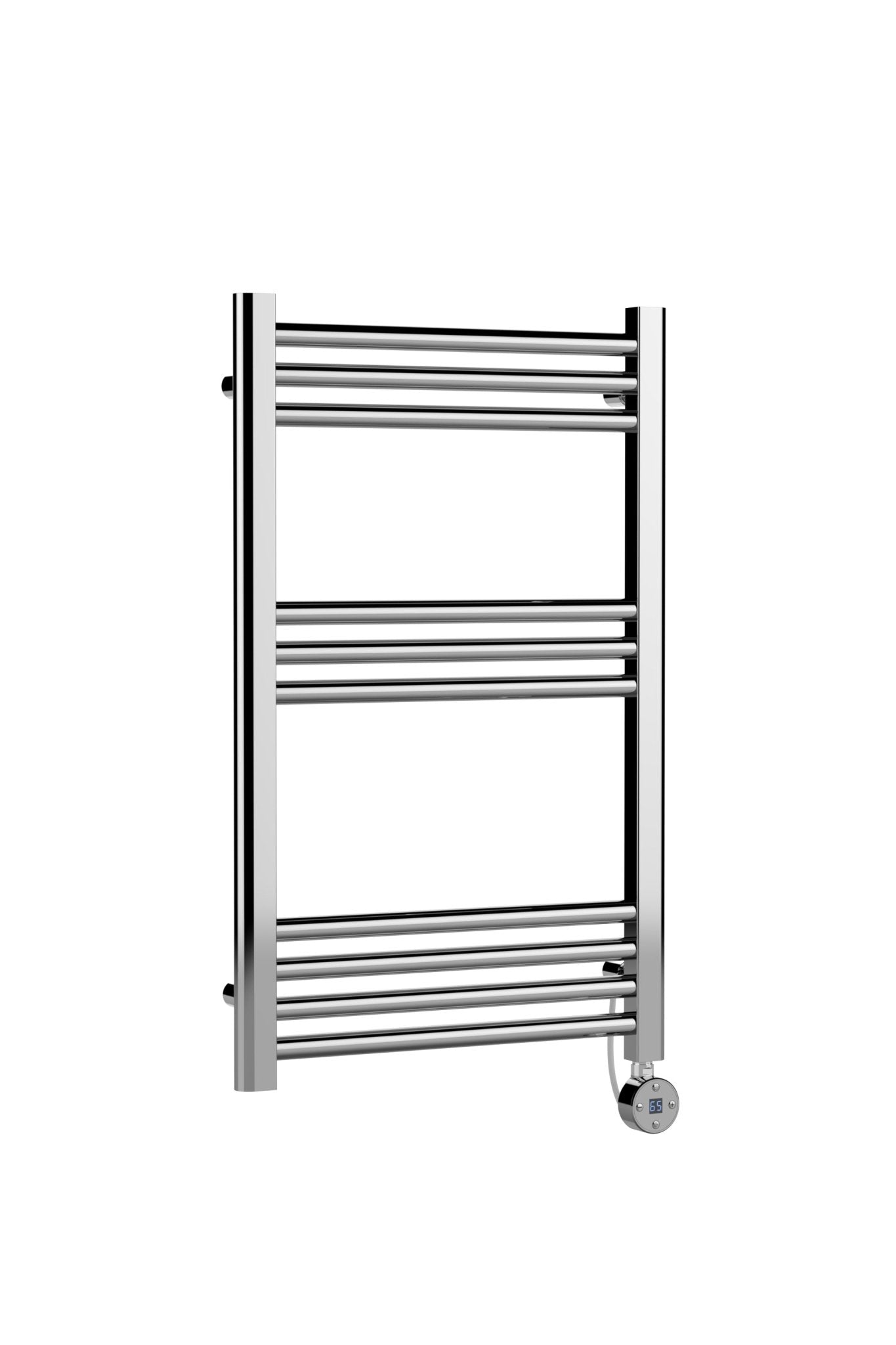 Nui Electric Bar Towel Rails Round Straight Towel Radiator 800x500 Contemporary Chrome Steel 800x500x30mm - JJ Building Materials