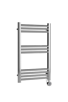 Nui Electric Bar Towel Rails Round Straight Towel Radiator 800x500 Contemporary Chrome Steel 800x500x30mm - JJ Building Materials