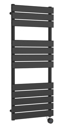 Nui Electric Flat Panel Towel Rails Square Flat Towel Radiator 1213x500 Contemporary Anthracite Steel 1213x500x30mm - JJ Building Materials