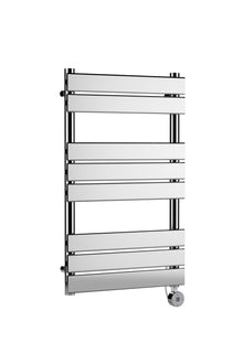 Nui Electric Flat Panel Towel Rails Square Flat Towel Radiator 840x500 Contemporary Chrome Steel 840x500x30mm - JJ Building Materials