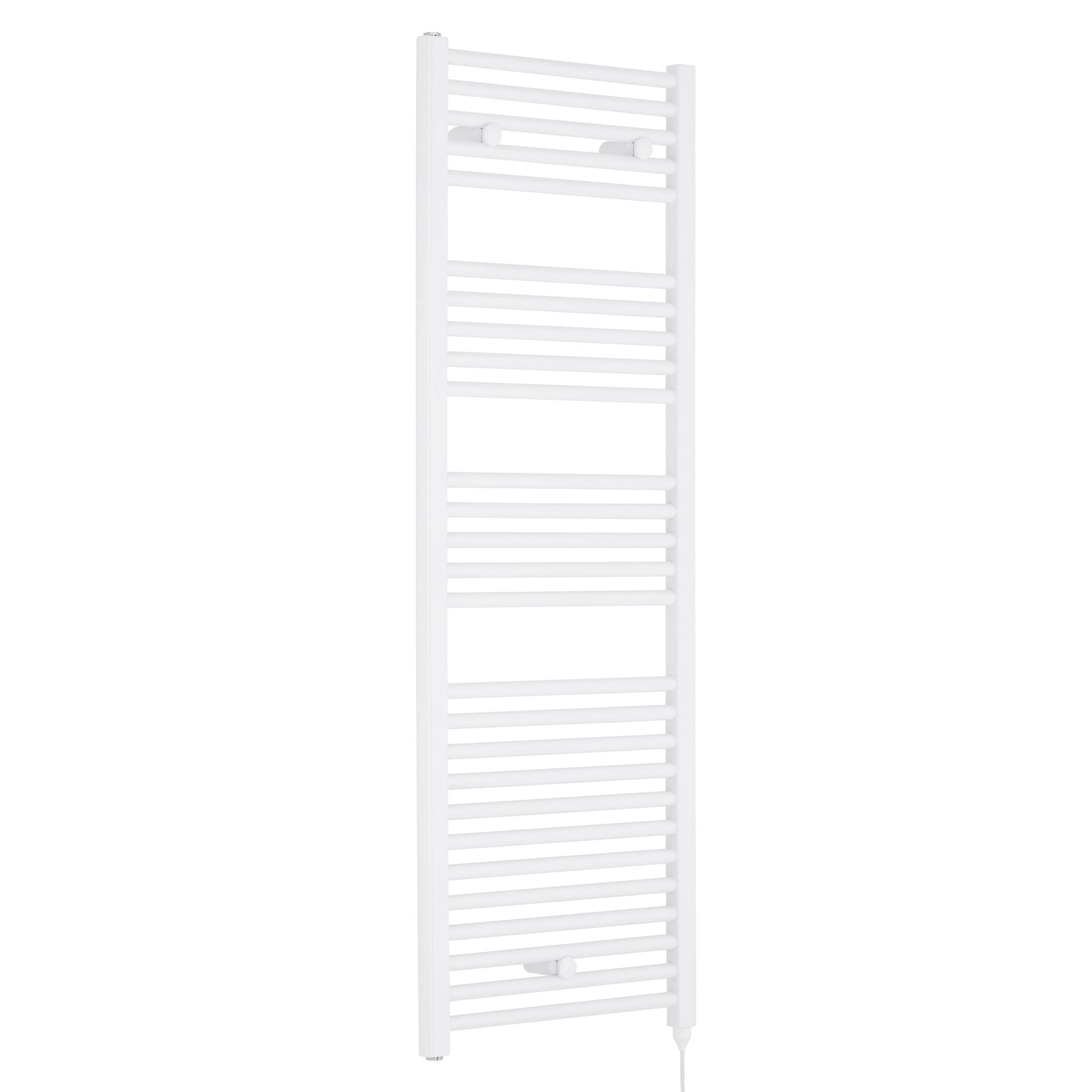 Nui Electric Towel Rail Contemporary White Steel 1375x480x30mm - JJ Building Materials