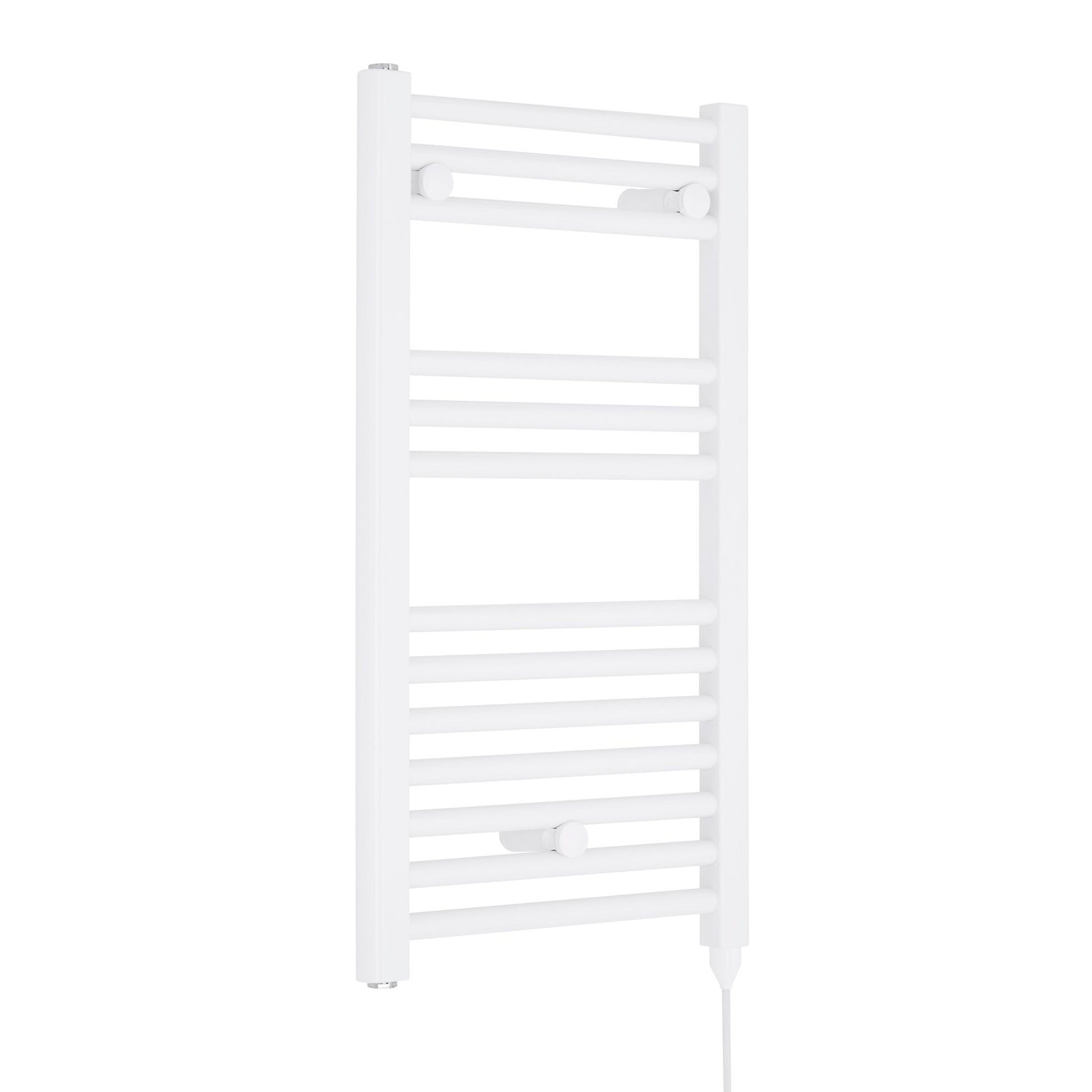 Nui Electric Towel Rail Contemporary White Steel 720x400x30mm - JJ Building Materials