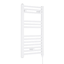 Nui Electric Towel Rail Contemporary White Steel 720x400x30mm - JJ Building Materials
