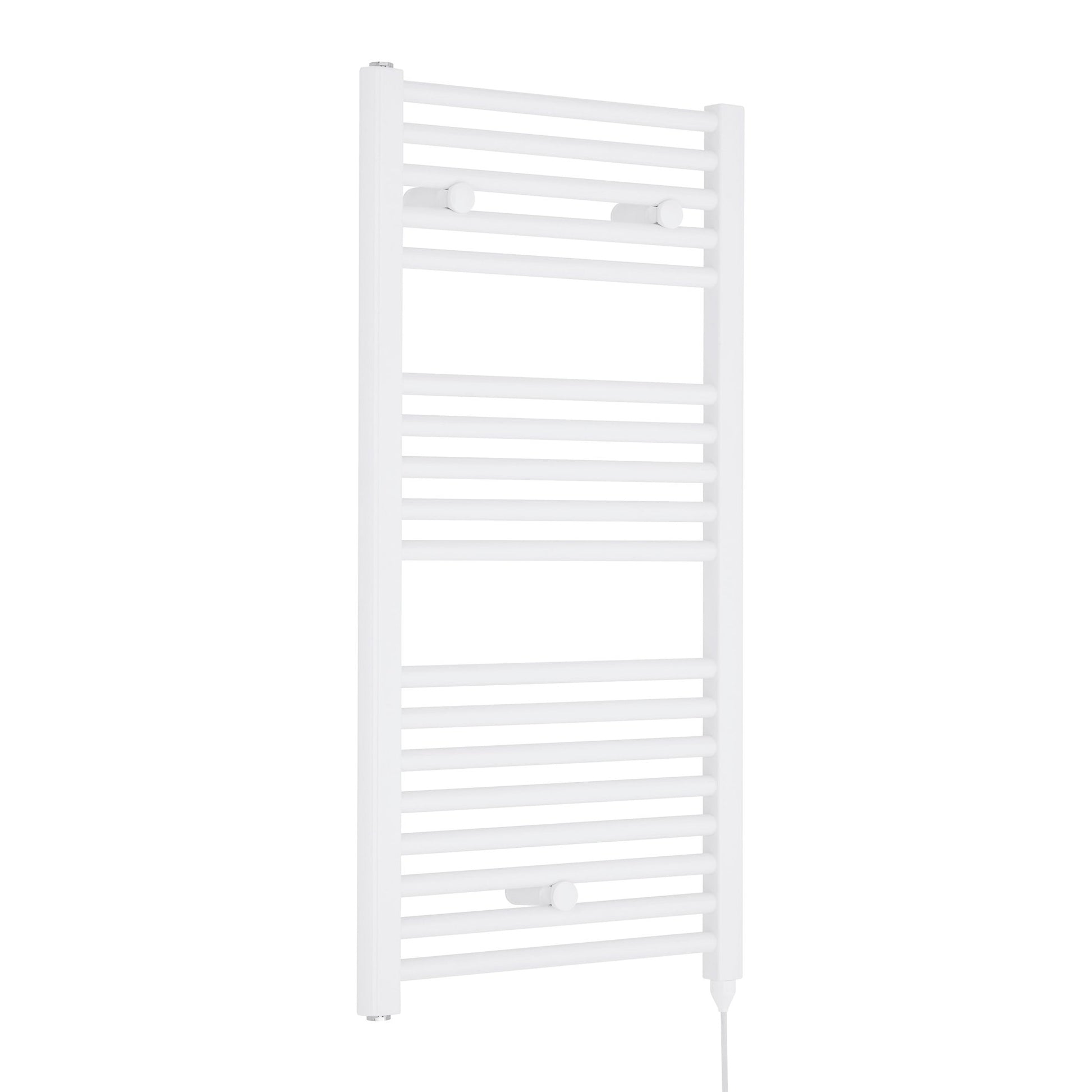 Nui Electric Towel Rail Contemporary White Steel 920x480x30mm - JJ Building Materials