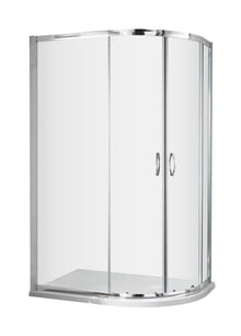 Nui Ella 1850 X 1000 X 800mm Offset Quad Enclosure Contemporary Chrome Aluminium 1850x980x780mm - JJ Building Materials