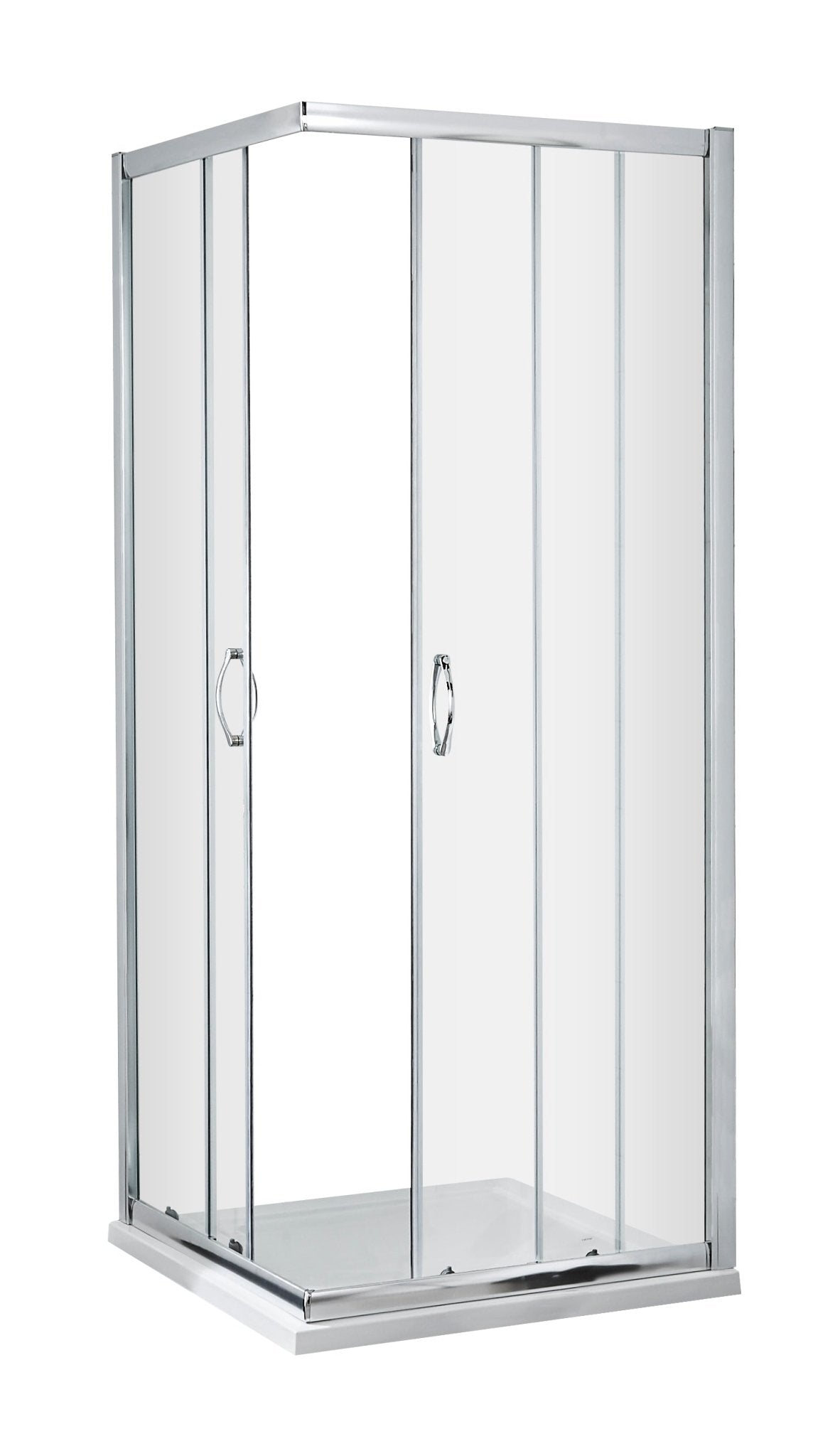 Nui Ella 1850 X 760mm Corner Entry Shower Enclosure Contemporary Chrome Aluminium 1850x745x44mm - JJ Building Materials